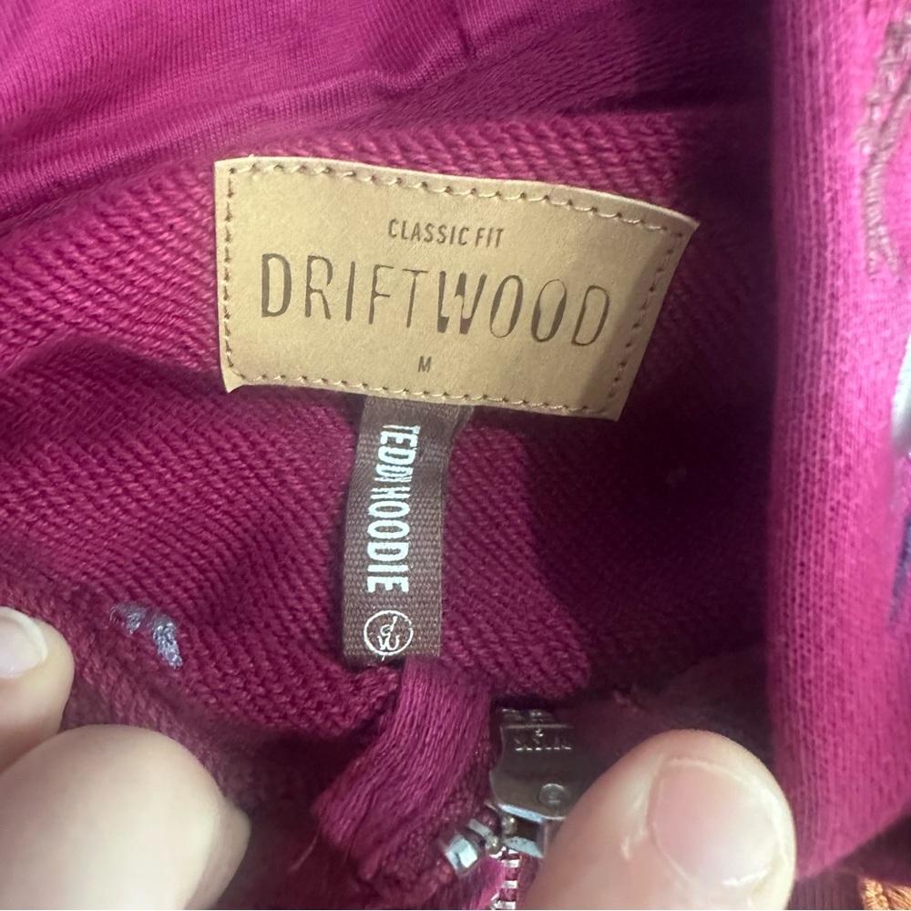 Driftwood Jacket Women Sz Medium Maroon Teddy Floral Embroidered Zip Up Hoodie - Picture 3 of 11